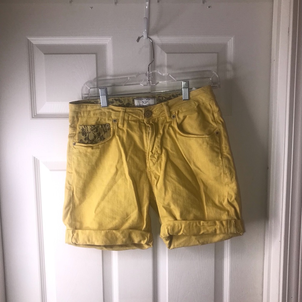 Zara Man Denim Couture Yellow Shorts Size 30